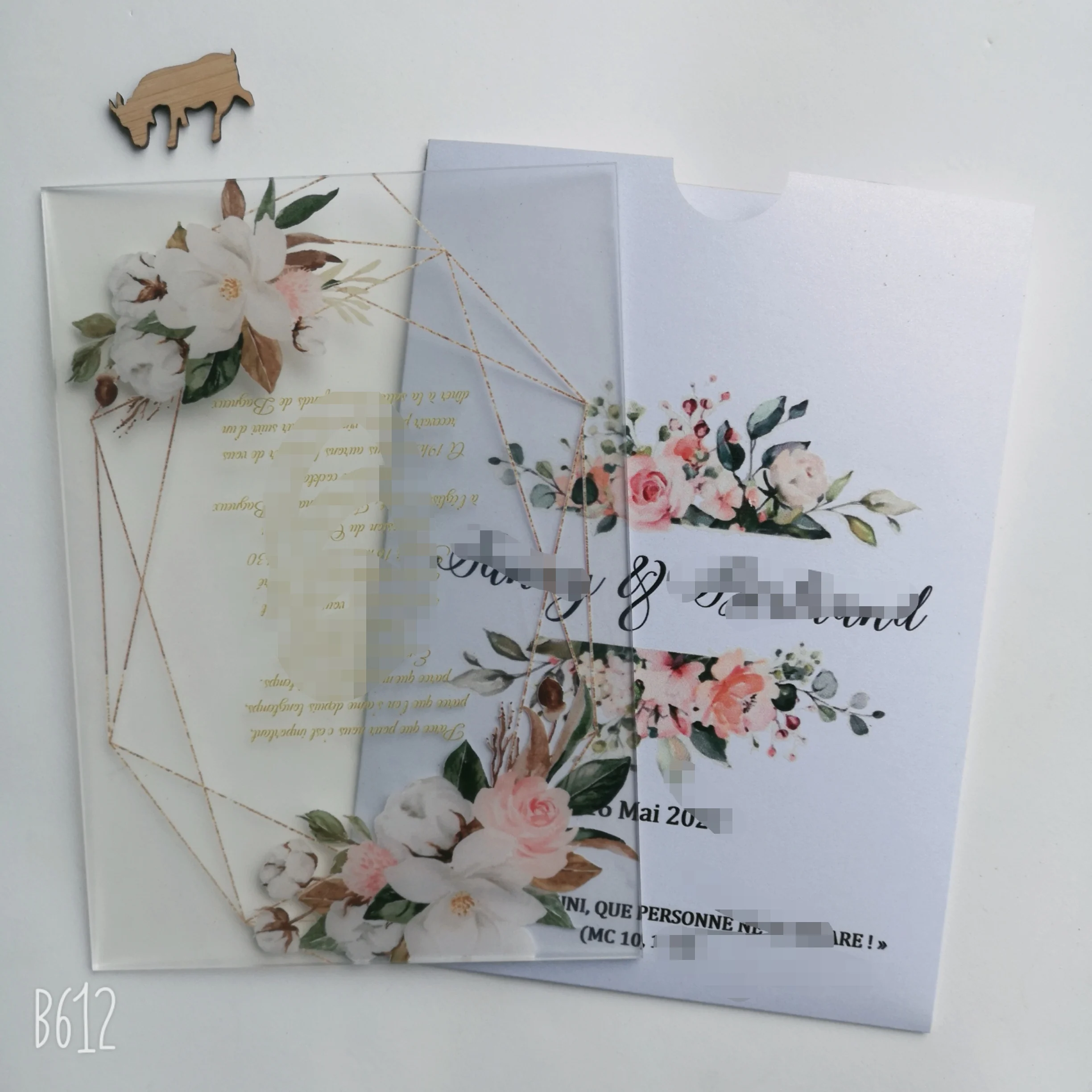 Карманный конверт с напечатанным логотипом прозрачные акриловые свадебные