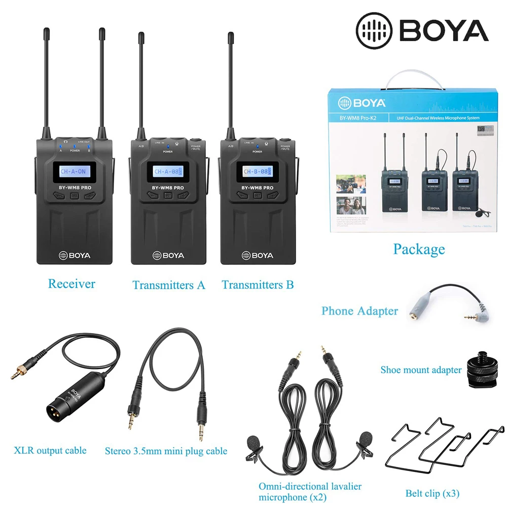 BOYA BY-WM8 Pro K1/K2 микрофон беспроводной петличный система для видео интервью