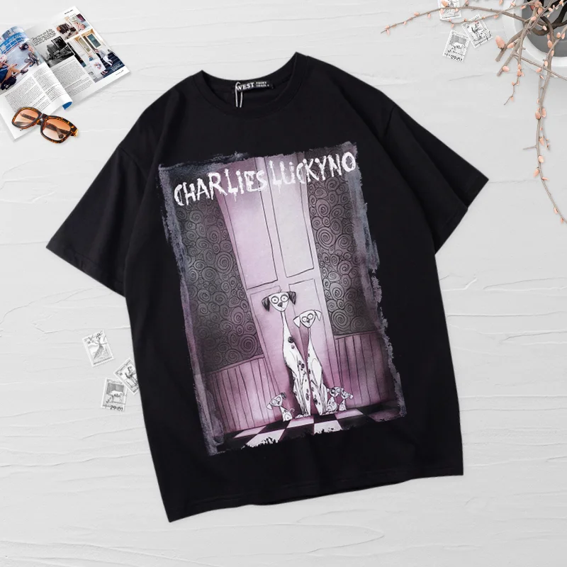 

Women Summer Cotton Anime Print Kawaii O-Neck T-Shirt Dalmatian Graphic Female Clothes Tees Ladies Harajuku Regular Crop Tops