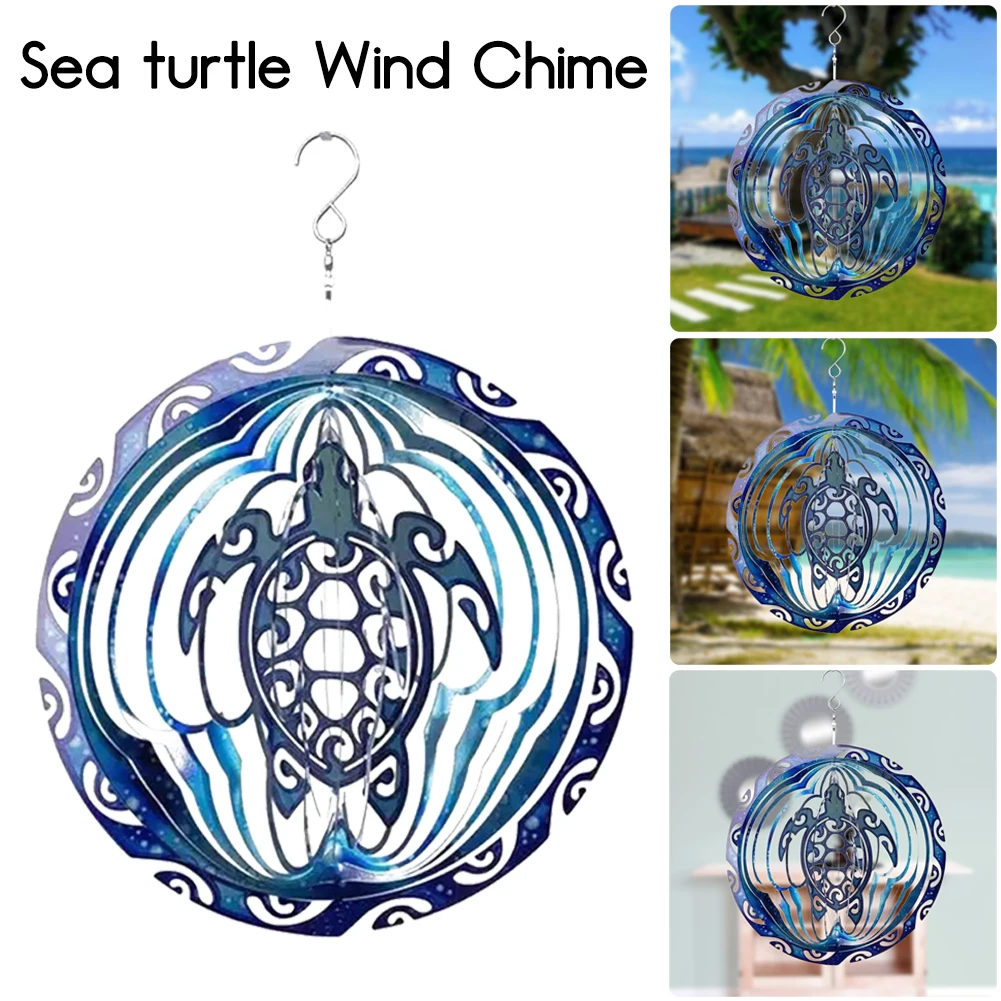 

Rotating 3D Turtle Wind Chime Pendant Spinner Ornaments 30cm Metal Wall Hanging Garden Balcony Yard Decor Parents Gifts