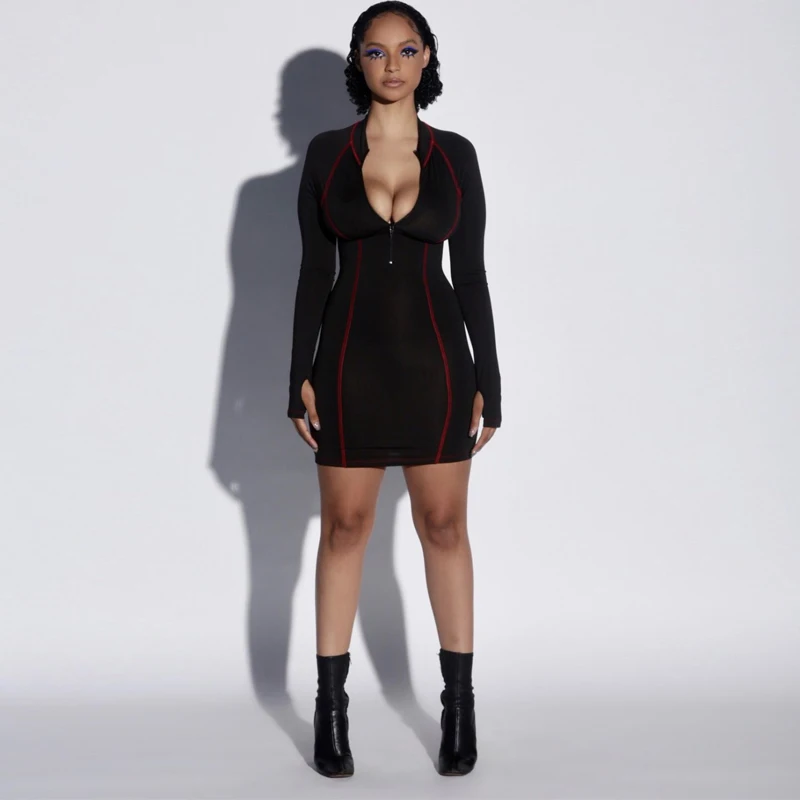 Uhhfuyf хлопчатобумажные черные вечерние платья женские сексуальные с длинным