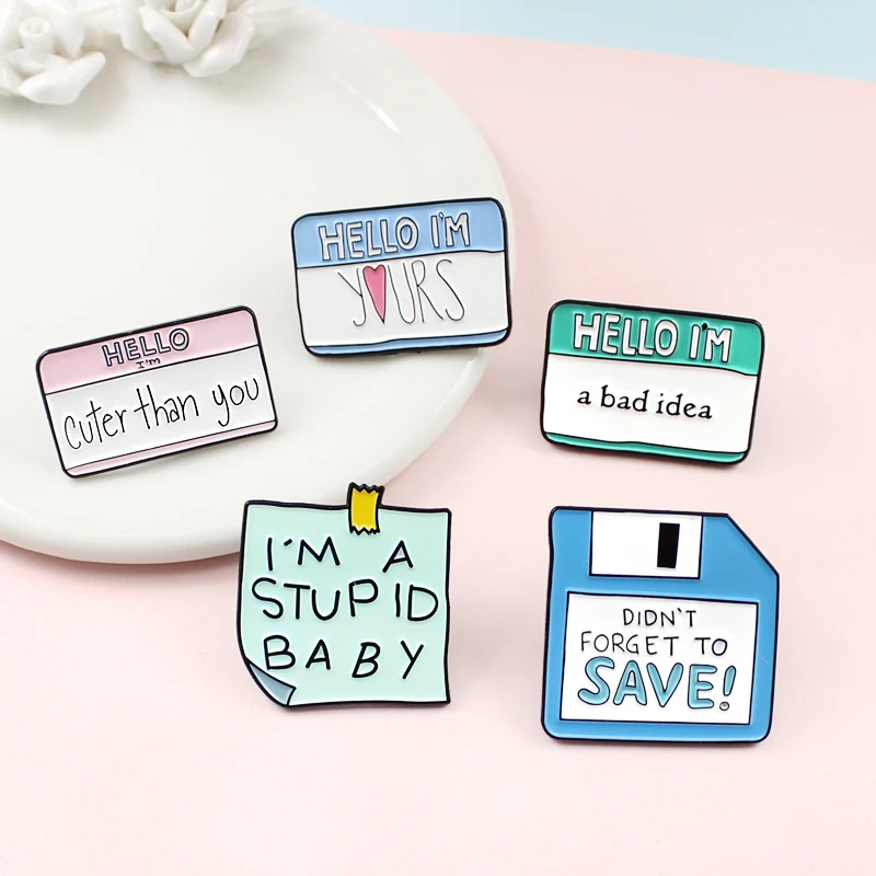 Модные эмалированные клейкие заметки броши забавная булавка для текста
