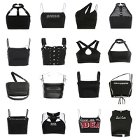 harajuku sexy women crop tank top halter tee shirts vest strap crop top blouse gothic hip hop casual sleeveless camisole