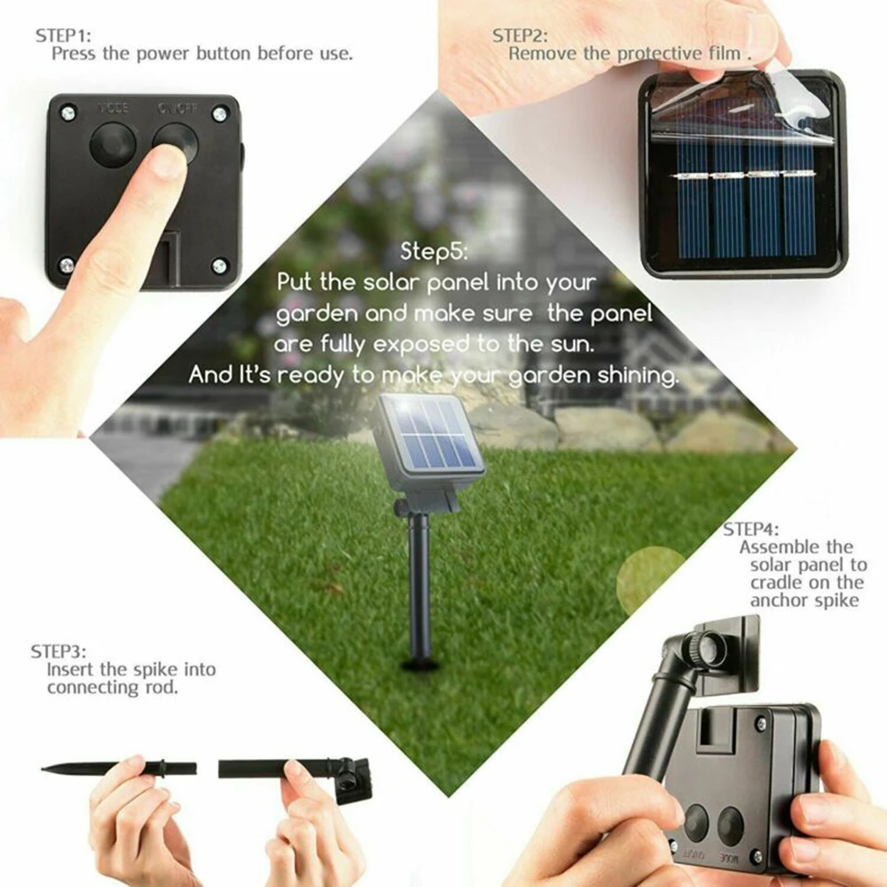 

Warm White Solar String Lights Camping Home Decoration 30 LED Path Yard Lamp