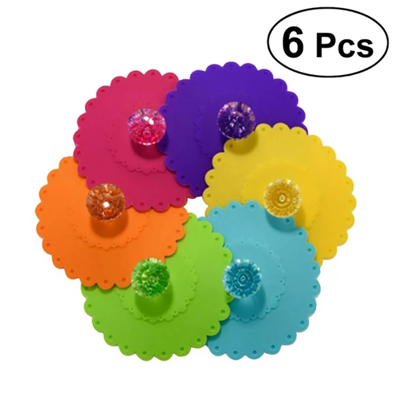 

6PCS New Cute Anti-Dust Silicone Glass Cup Cover Coffee Mug Suction Seal Lid Cap Food Grade Creative Round Mug Cover