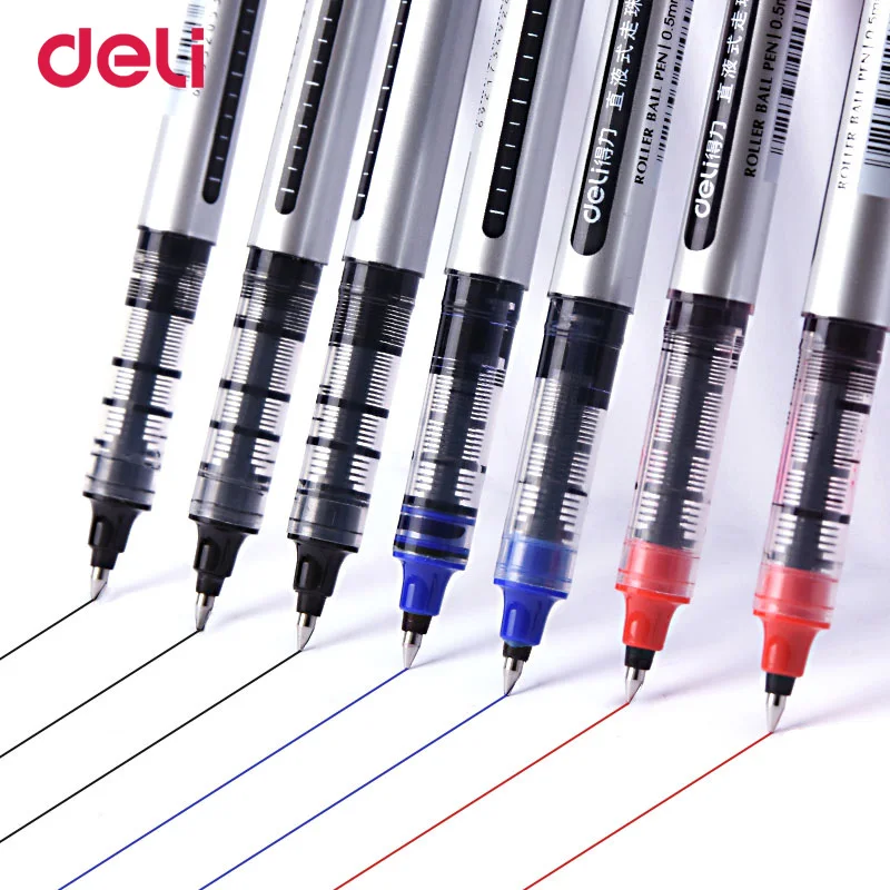 

Deli s656 Good straight ball pen test neutral pen black signature pen water pen 12 pack red blue students with stationery