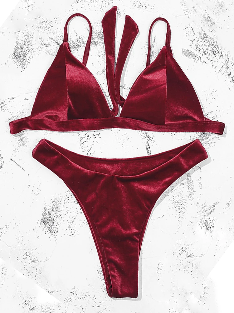 ZTVitality Red Push Up Bikini 2020 Hot Sale Straps Padded Mid Waist Sexy Bikinis Bandage Swimsuit Solid Swimwear Women Biquini | Женская