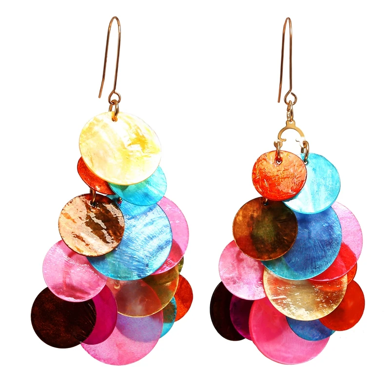 Европа и Америка ZA новые круглые серьги с пайетками цветные кисточками в виде