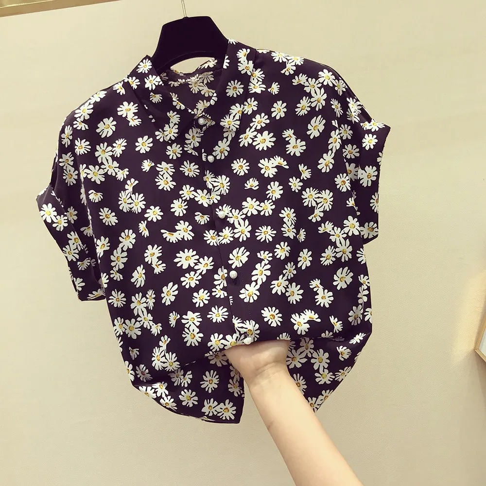 Летняя шифоновая рубашка с цветочным рисунком для студентов nv duan xiu Кружевная