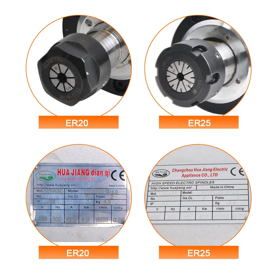 ЧПУ 4 кВт Мотор шпинделя ER20/ER25 Air CooledSpindle 4 подшипника 220 В/380 квадратный шпиндель фрезерные станки инструменты для гравировки с ЧПУ