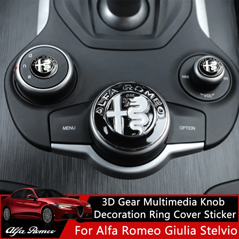 

QHCP 1 шт. центральной Управление мультимедийный переключатель украшения из цинкового наклейки из сплава для автомобиля аксессуары для Alfa Romeo...