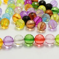 200 mixed colour transparent acrylic faceted round beads 8mm disco ball beads
