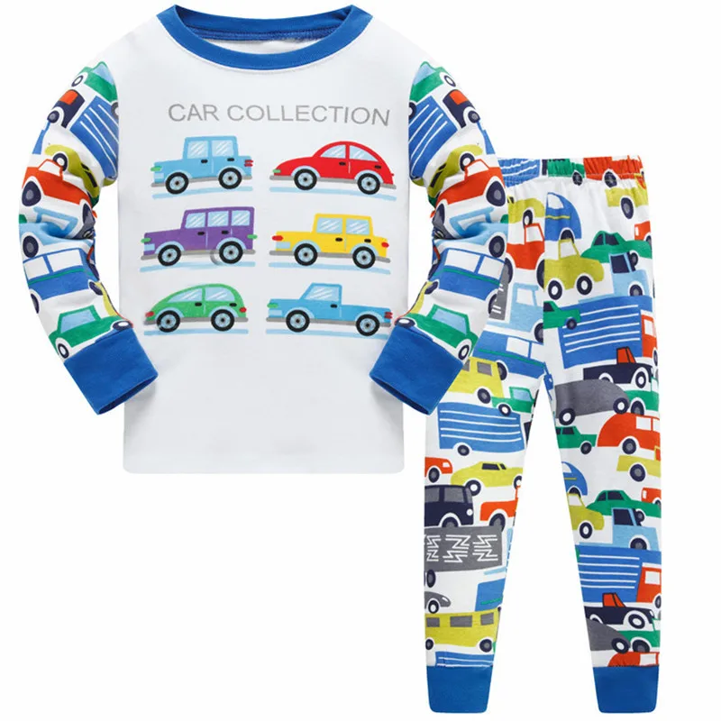 

Kids Pajamas Sets Boys Excavator Pattern Night Suit Children Cartoon Sleepwear Girls Pyjamas Kids 100% Cotton Nightwear