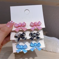 s925 silver needle simple acrylic bow womens earrings fashion pink blue girl korean earrings party jewelry gift accessories