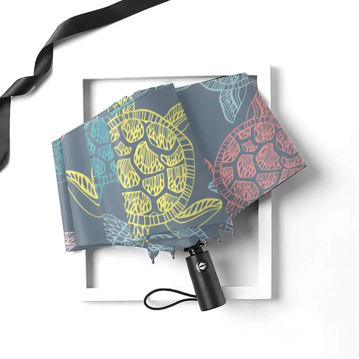 Comprare Ombrello Automatico Pieghevole Resistente Al Vento Donna Auto Simpatico Cartone Animato Colorato Tartarughe Marine Ombrelli Antivento Pioggia Per Uomo Ombrellone