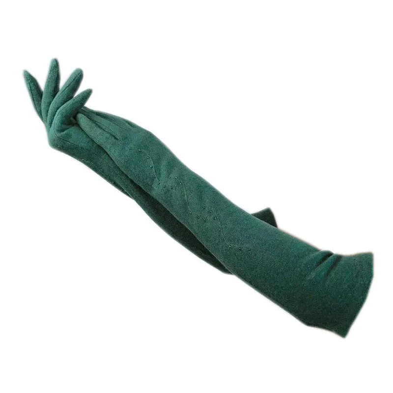 

Winter ladies wool fashion long gloves green new 45cm long gloves warm long arm sleeves spring and autumn comfortable and beauti