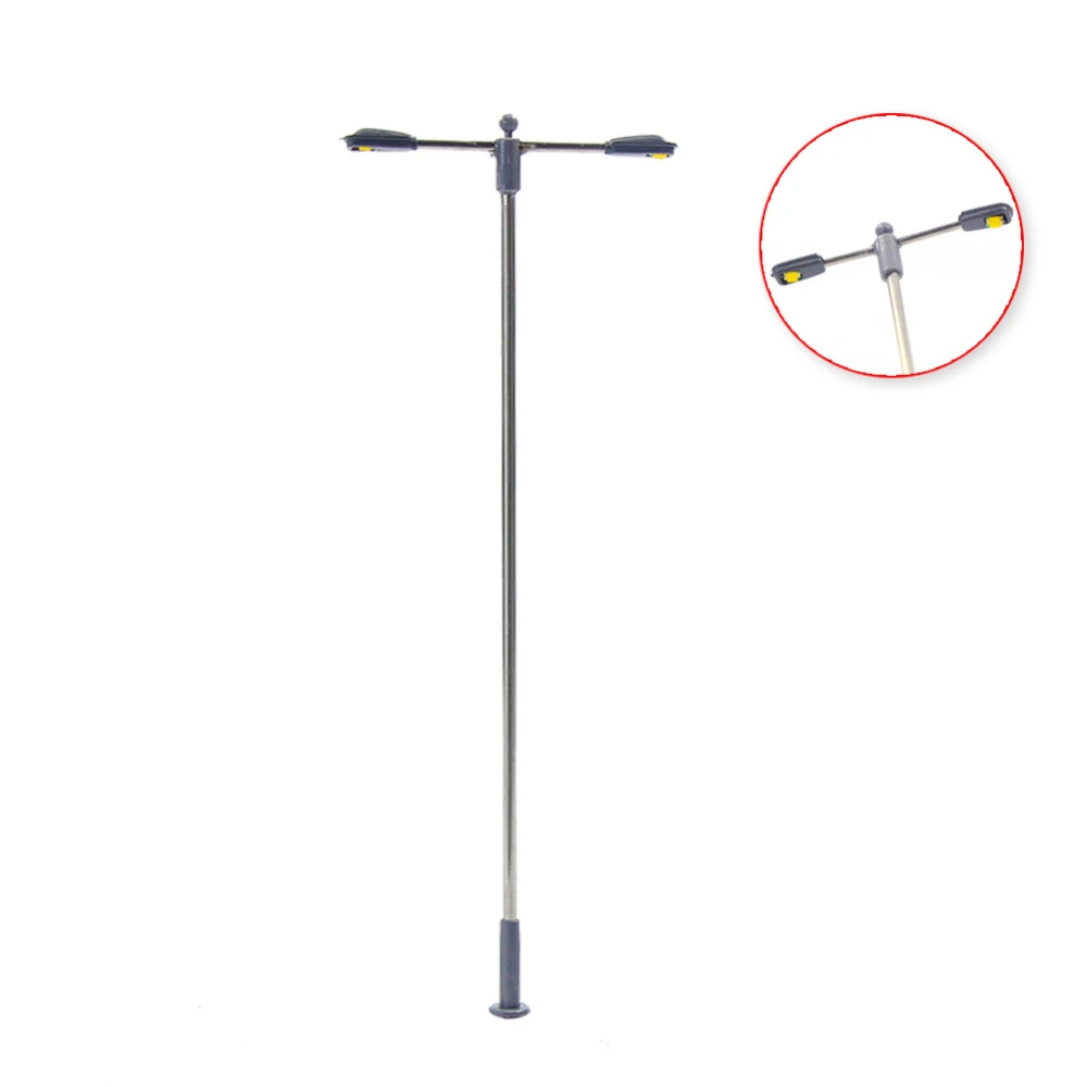 

20PCS 1:75-200 Scale Double-headed Steel Tube Lamp LED 3V Street Lights Miniature Models Scene Making