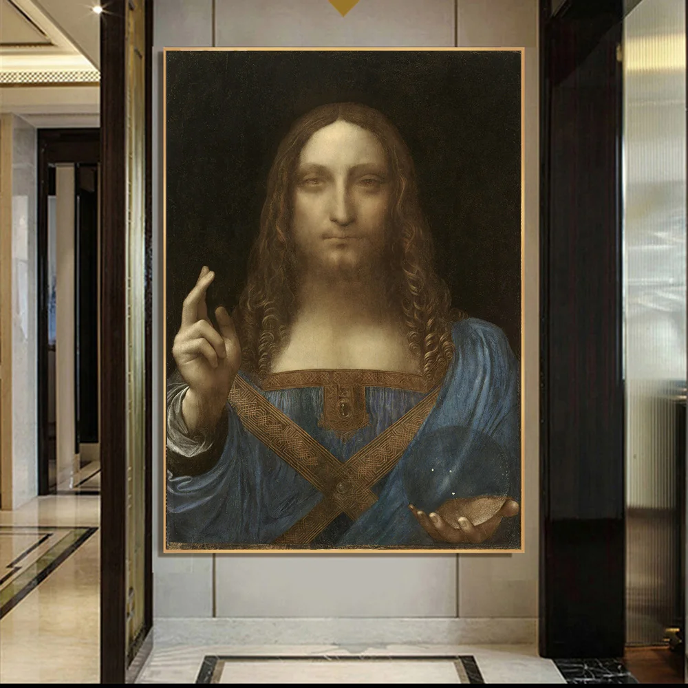 Salvator Mundi холст настенные картины Леонардо да Винчи знаменитый художественные