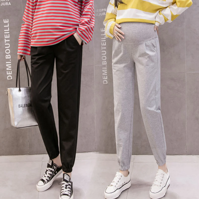 1217 # Осенние повседневные хлопковые брюки для беременных с высокой талией