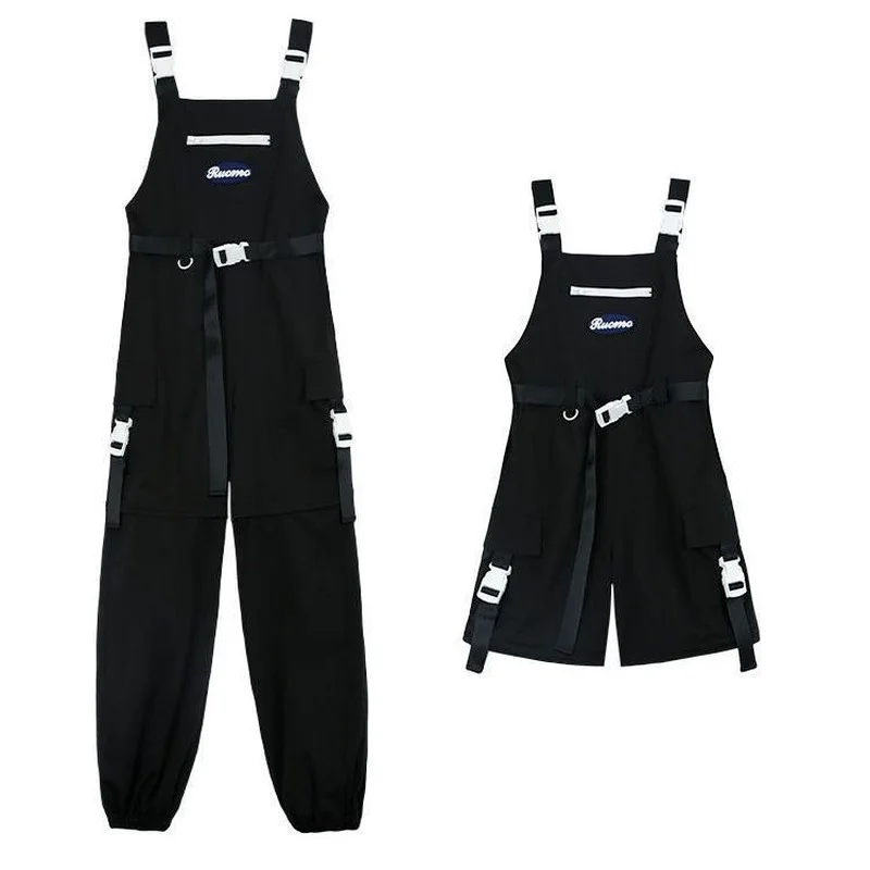 

women Gothic Techwear Overalls Cargo Pants Women Harajuku Hip Hop Streetwear Oversize Black High Waist Trousers Female Mall Goth