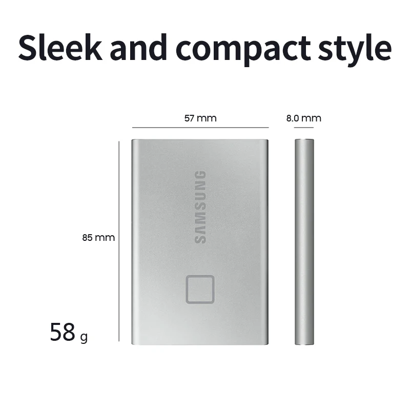 Bestellen Samsung T7 Touch SSD 500GB 1TB 2TB USB 3,2 Fingerprint Anerkennung Entsperren Typ-C Tragbare Schnittstelle Solid State Drive NVMe SSD