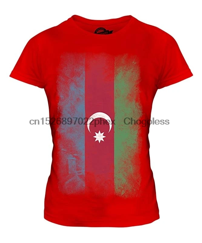 Азербайджан выцветшей флаг Женская Приталенная футболка Топ Футболка для