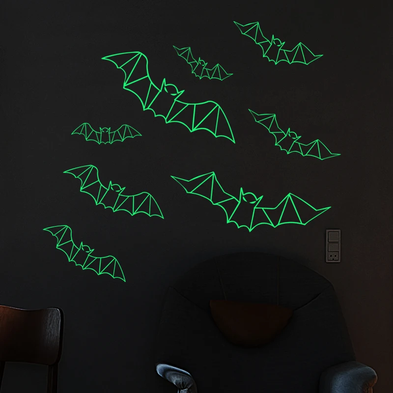 Новые 3D светящиеся наклейки на стену летучие мыши Хэллоуин в темноте
