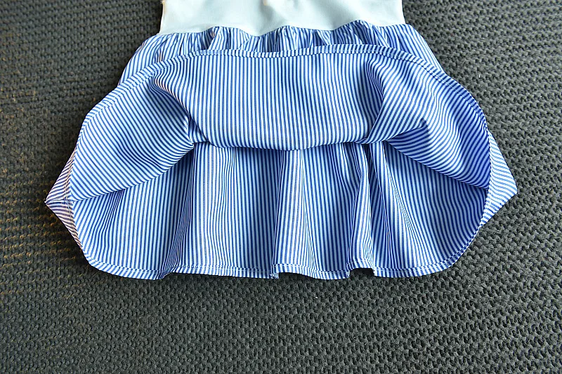 

2021children Dresses Summer Turn-down Collar Kids Fly Sleeve Striped Clothes Fashion Toddler Baby Girls Clothing Lovely Dresses