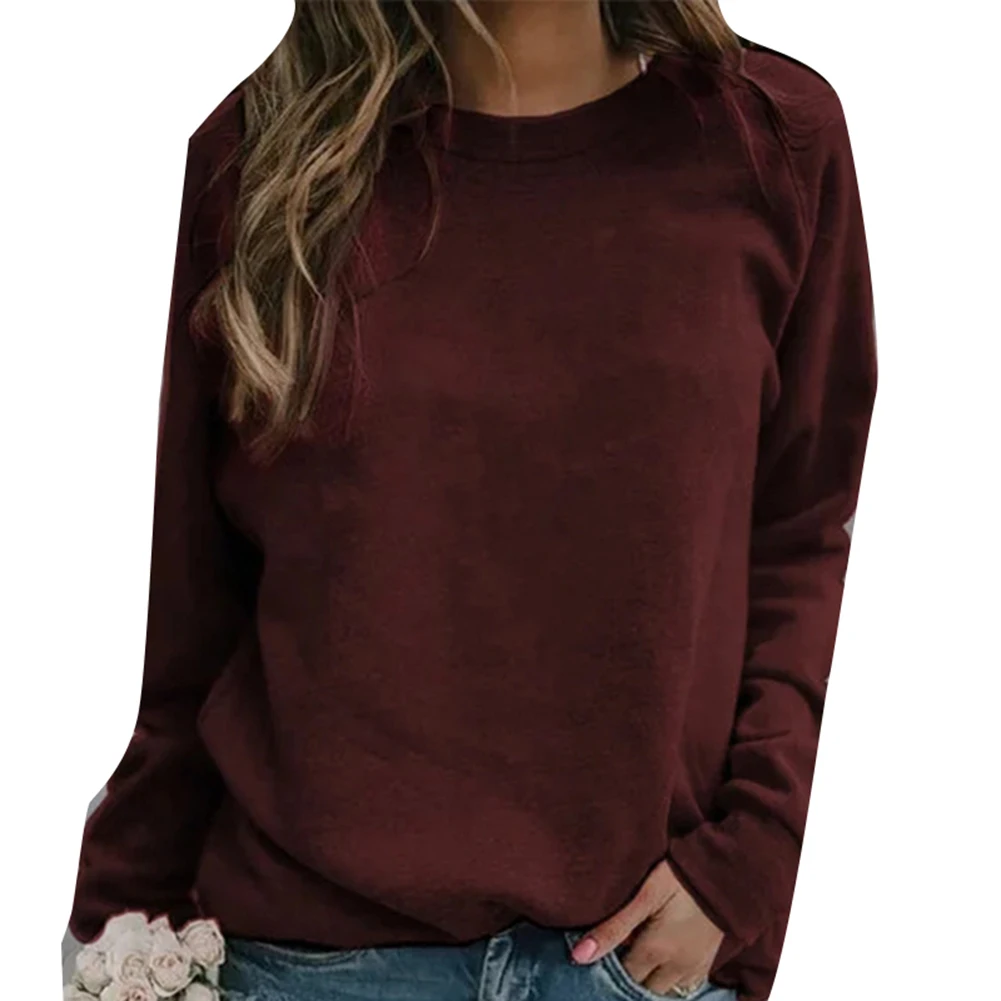 

Plus Size Solid Color Crew Neck Long Sleeve Sweatshirt Women Basic Pullover