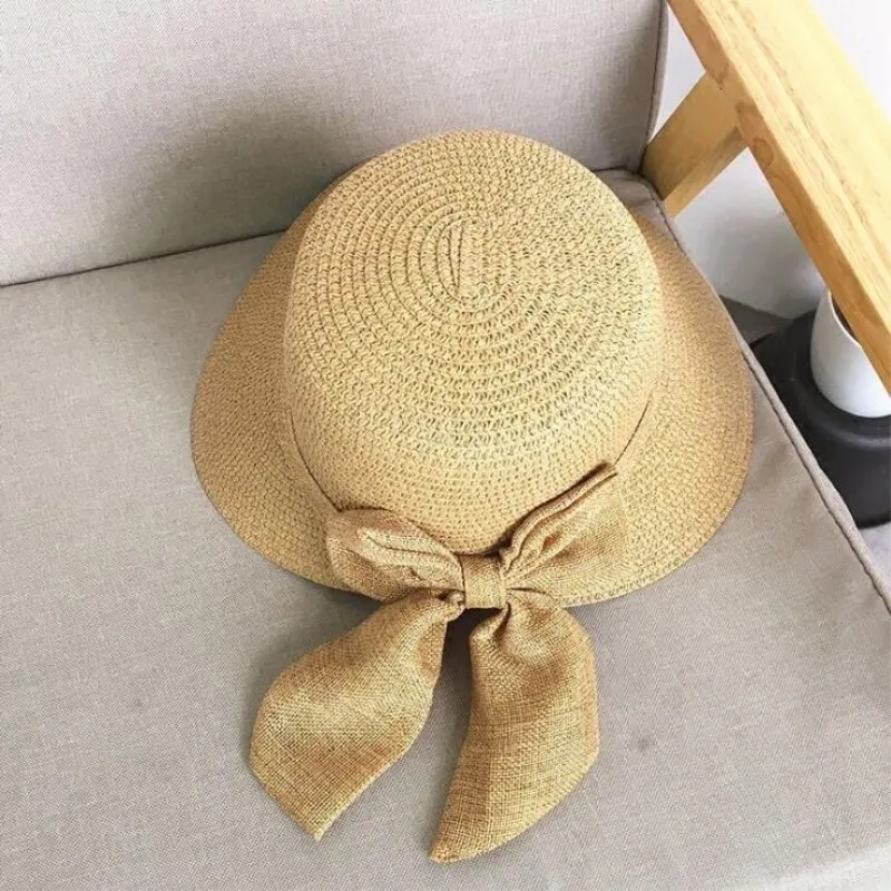 Женская новая соломенная шляпа Bowknot для взрослых летняя солнцезащитная Кепка для отдыха с широкими полями для студентов свежее рафия затенение от солнца Складная Кепка