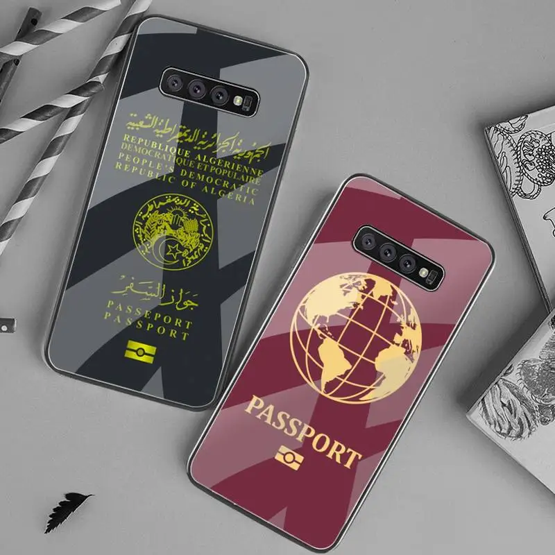 

Algerian Passport Phone Case Tempered Glass For Samsung S20 Plus S7 S8 S9 S10 Plus Note 8 9 10 Plus