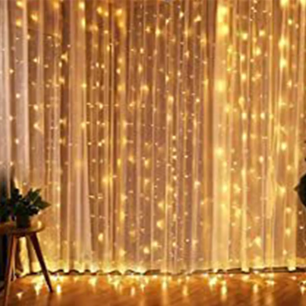 

USB Remote Control Curtain Fairy String Lights Wedding Christmas Curtain Gift Lamp Holiday For Bedroom Bulb Outdoor Fairy