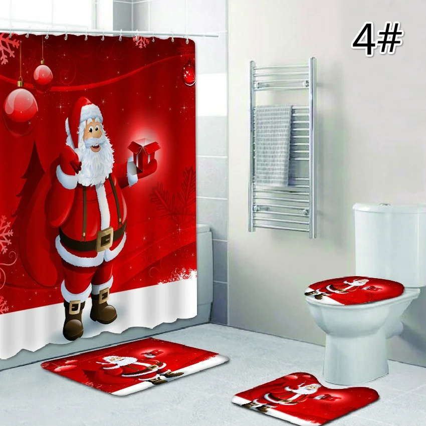 4 шт. Ванная комната душа Шторы и Ковер Наборы Нескользящая подставка коврик