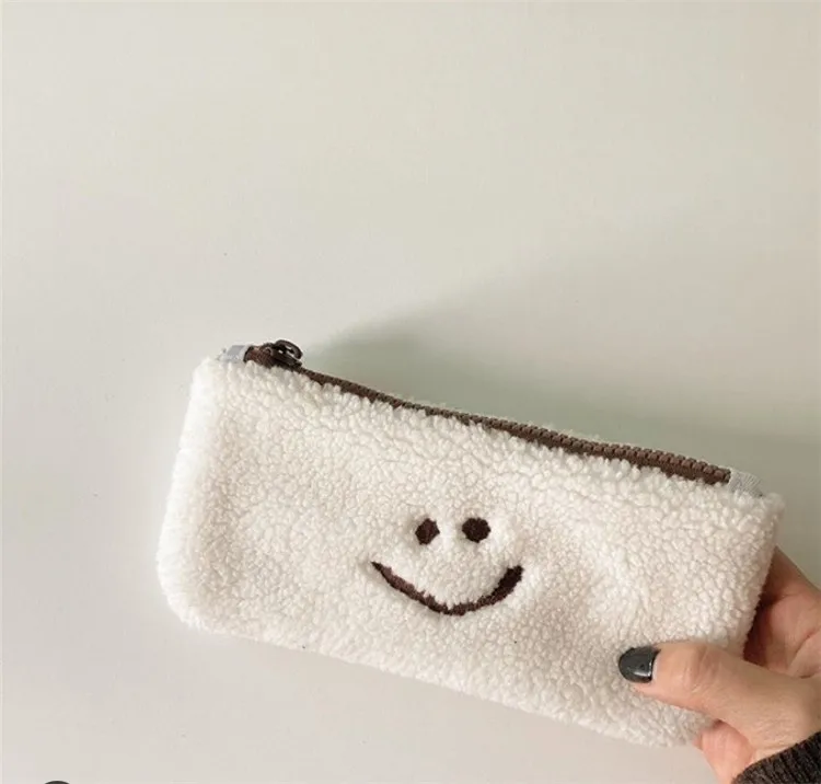 Пенал из овечьей шерсти с милым улыбающимся лицом мягкий простой Стильный пенал