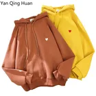 Ян Цин Хуан 2020 новая зимняя теплая Женская толстовка с вышивкой Love Harajuku Толстовка с длинным рукавом Свободная флисовая спортивная одежда