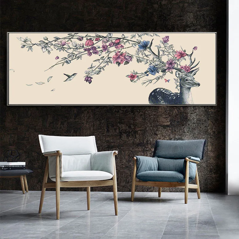 

2019 new DIY landscape diamond painting animal deer full square / round diamond embroidery living room home decoration