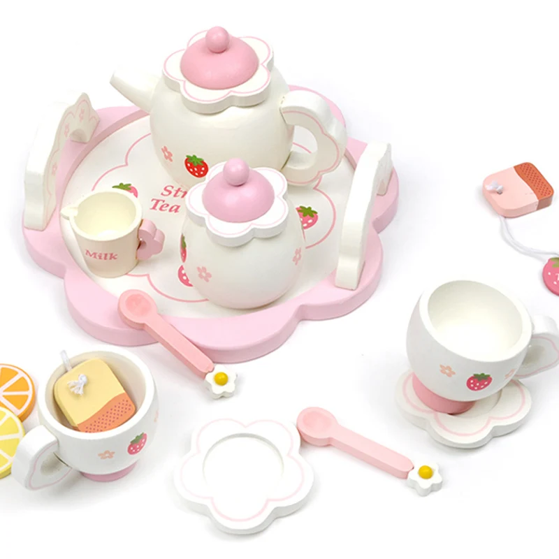 Игрушки для девочек имитация деревянных кухонных игрушек розовый чайный набор