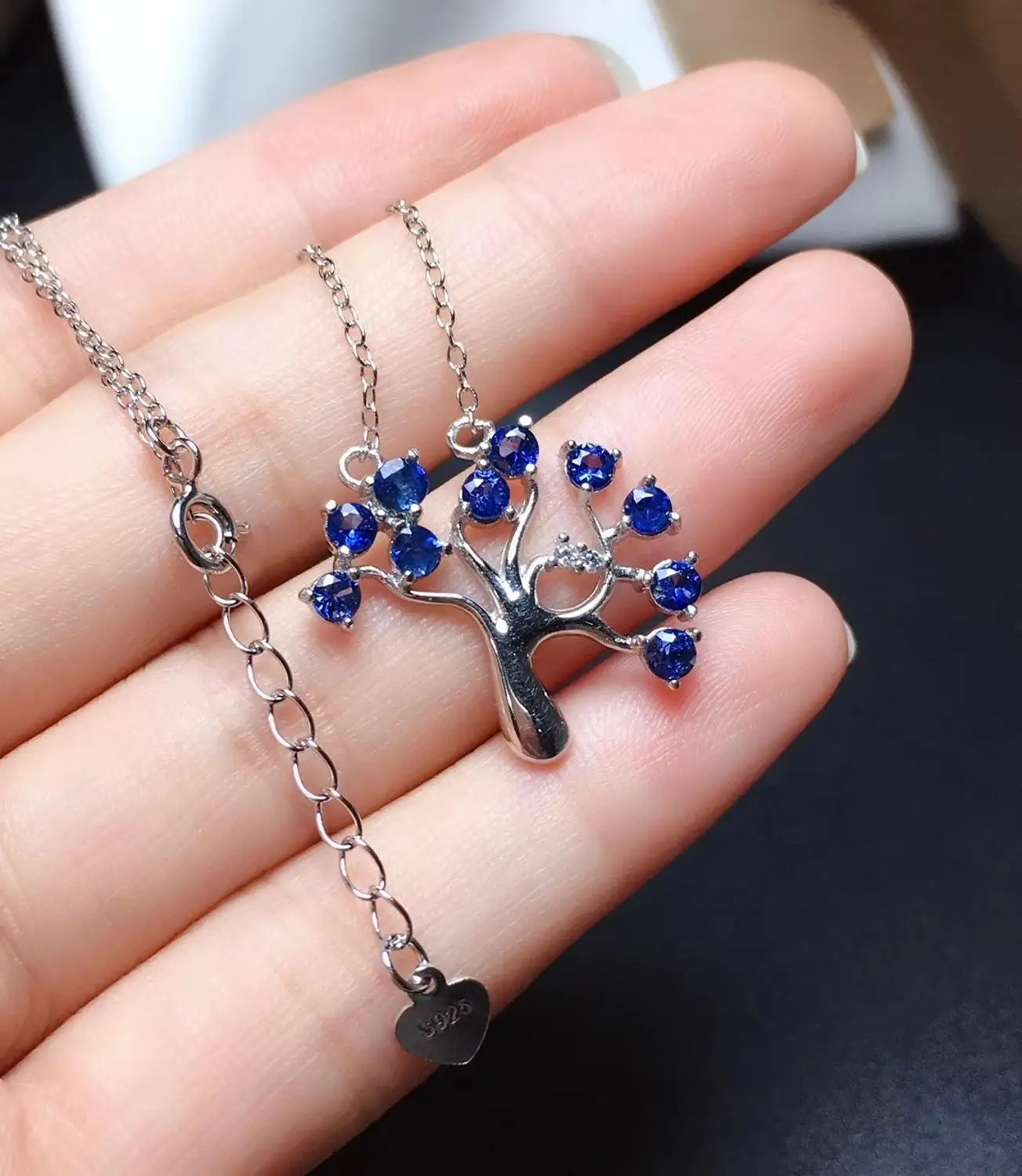 Ожерелье из серебра 925 пробы с натуральным голубым сапфиром Шри-Ланки | Украшения