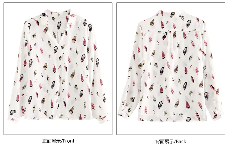 blusas mujer de moda long sleeve print V-neck chiffon shirt women shirts Office Lady blouse womens tops and blouses 5709 50