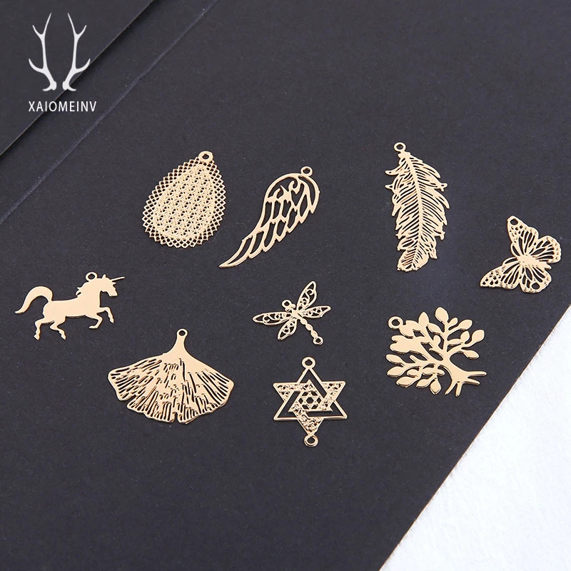 10 шт. новый дизайн медное покрытие лист перо бабочка стрекоза эффектные Висячие