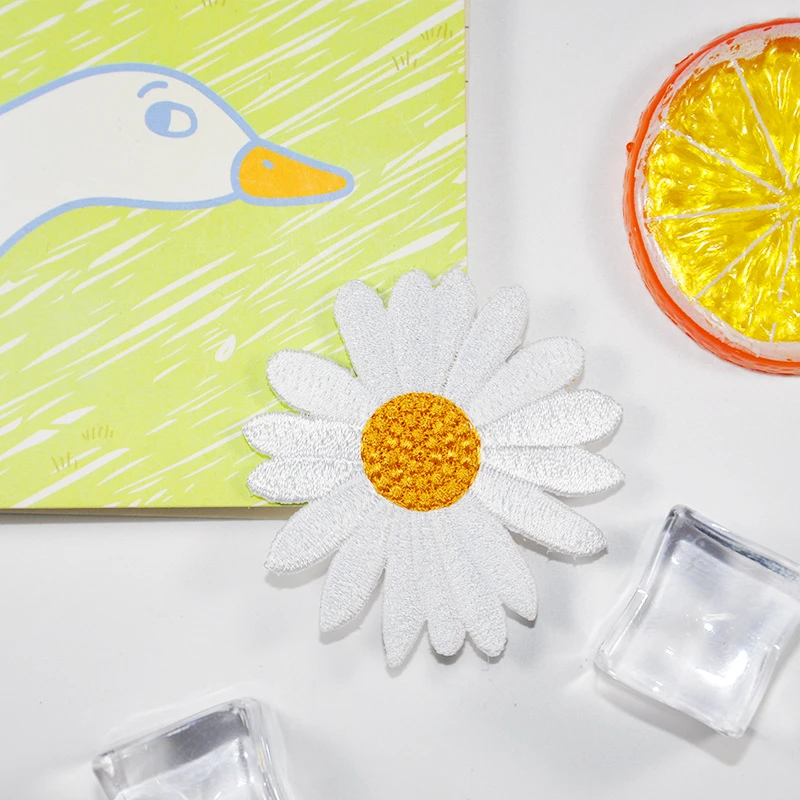 Высококачественные белые нашивки с маргаритками для одежды полоски сделай сам