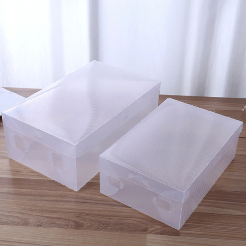 

10pcs Plastic Shoe Box Transparent Shoe Box Storage Box Foldable Shoes Case Holder Shoebox Transparent Shoes Organizer Boxes