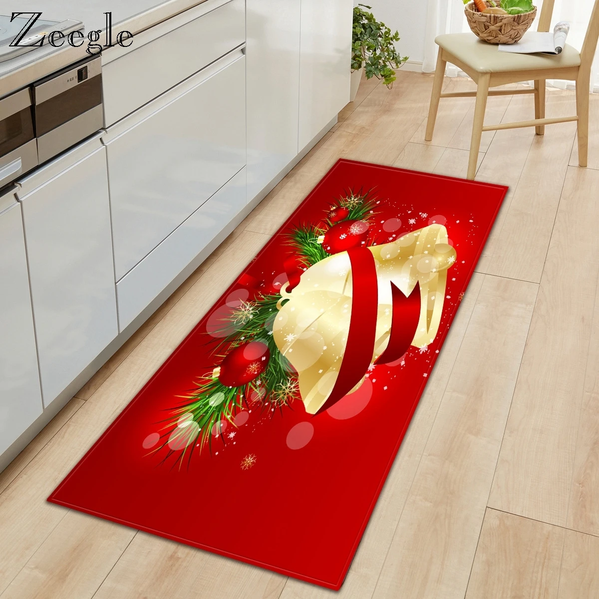 

Zeegle Rectangle Kitchen Carpet Merry Christmas Carpet for Home Decor New Year Rug Absorption Bathroom Floor Rug Foot Carpet