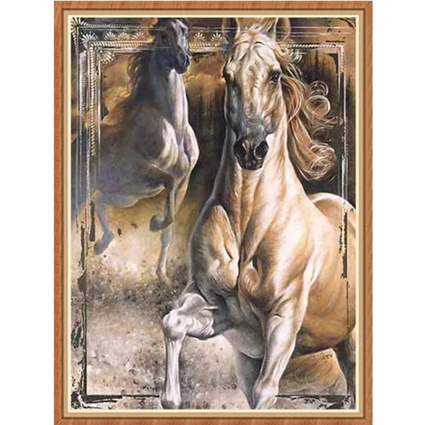 

Horse painting diamond round full diamond embroidery animal picture with rhinestone kit home decoration