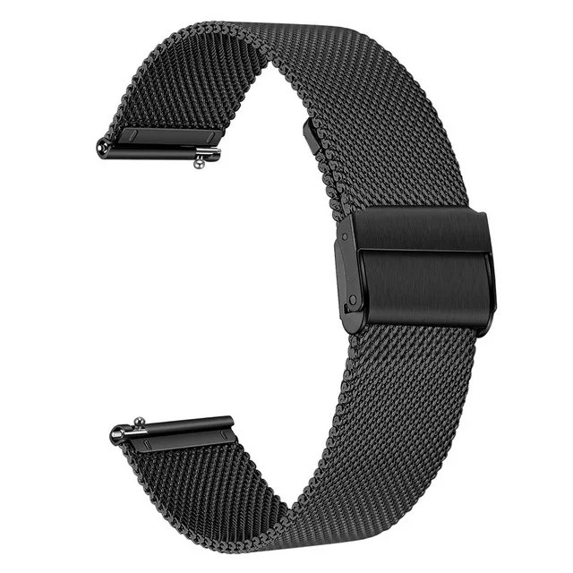 Bracelet de montre en métal inoxydable milanais noir avec broche à dégagement rapide  18mm 19mm 20mm