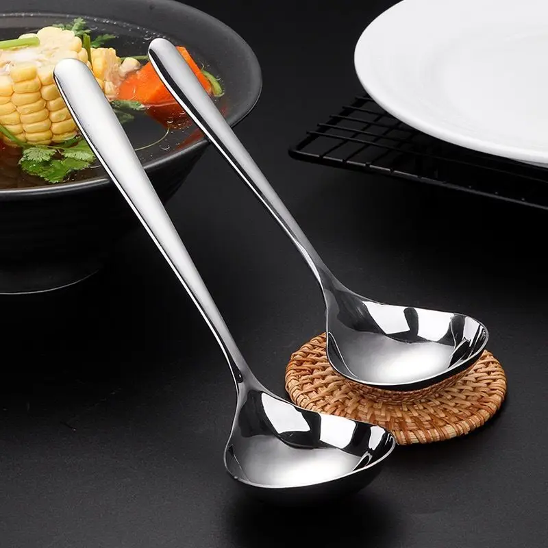 

Creative 304 Stainless Steel Soup Spoon Deepen Thickened Large Capacity Tablespoon Kitchen Cooking Tool for Sauce, Broth, Gravy