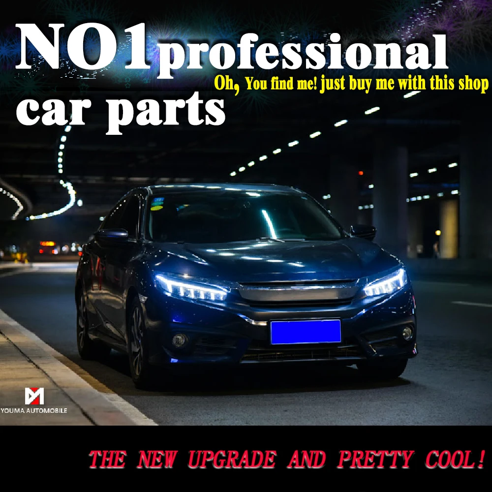 

OUMIAO Car Styling For New Honda Civic 2015-2018 Headlights for civic DRL lens New Civic LED headlights with dynamic turn signal