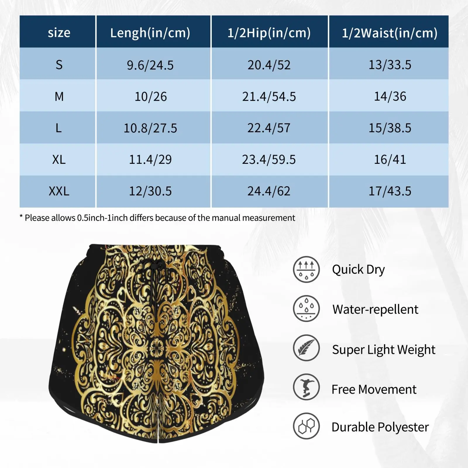 

Wonderful Golden Decorative Mandala Swim Shorts Quick Dry Women Beach Short Decorative Mandala Ornamental Abstract Geometric