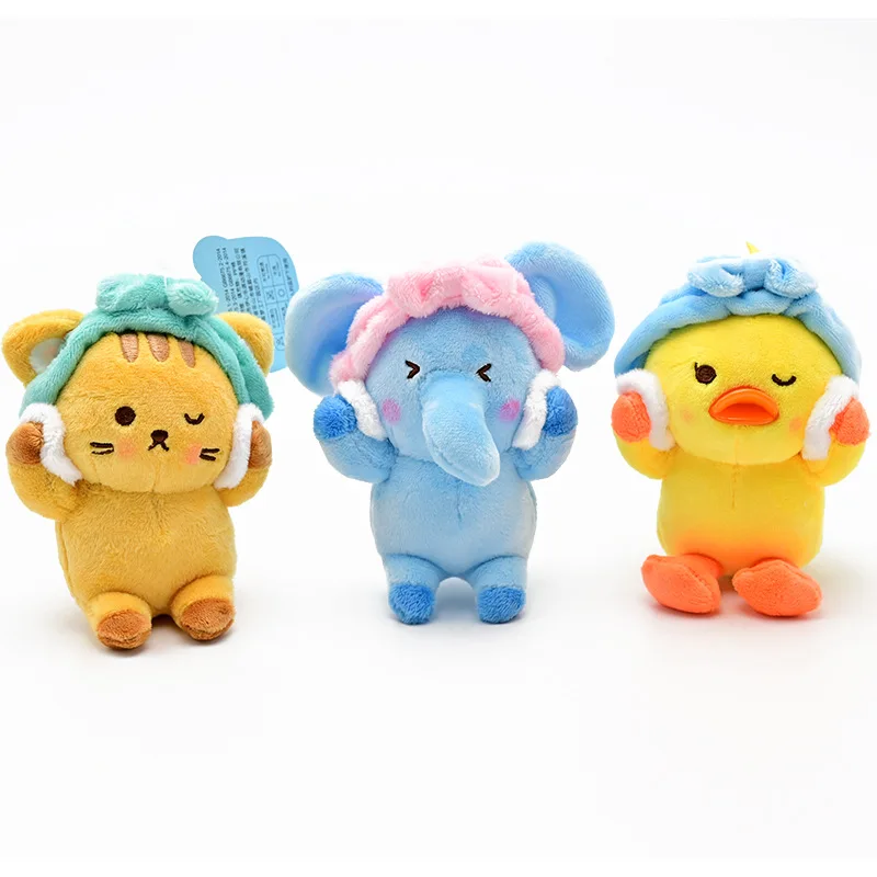 

New Fragrance Animal Keychain Cute Creative Wash Face Plush Family Children Cat Duck Doll Keyring Boy Girl Gifts