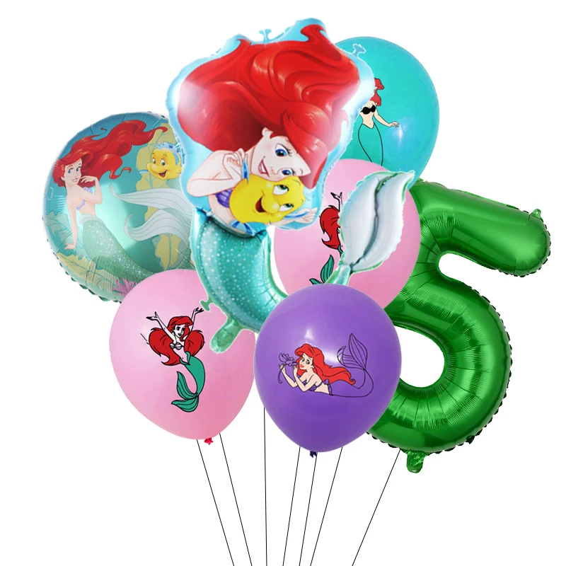 7 шт. фольгированные воздушные шары Русалка Ариэль | Дом и сад